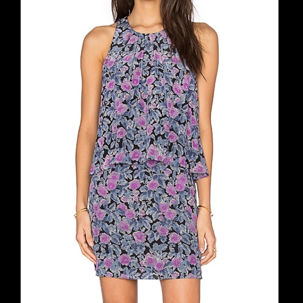 JOIE Everla Floral Snake Print Silk Dress Size M